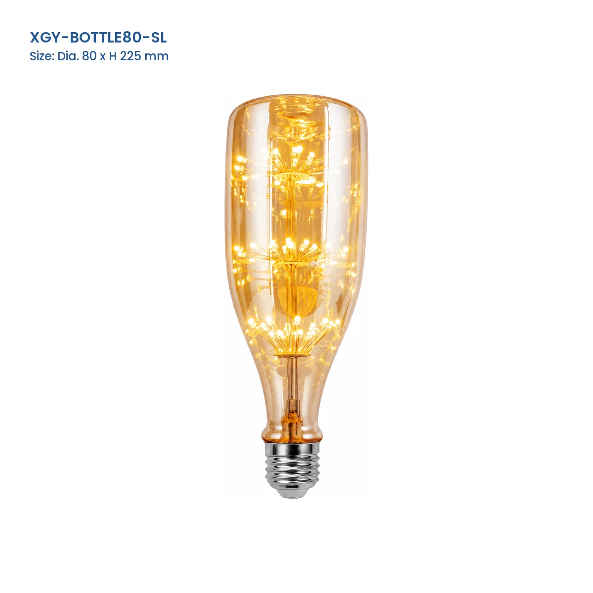 XGY-BOTTLE80-SL starry LED decorative bulb, D80 x H225 mm
