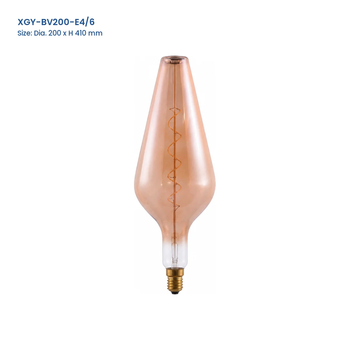 XGY-BV200-E4/6 huge LED filament bulb, Dia. 200 x H 410 mm