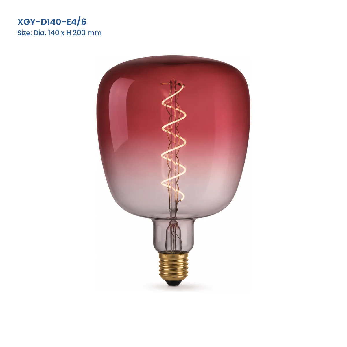 XGY-D140-E4/6 huge LED filament bulb, Dia. 140 x H 200 mm