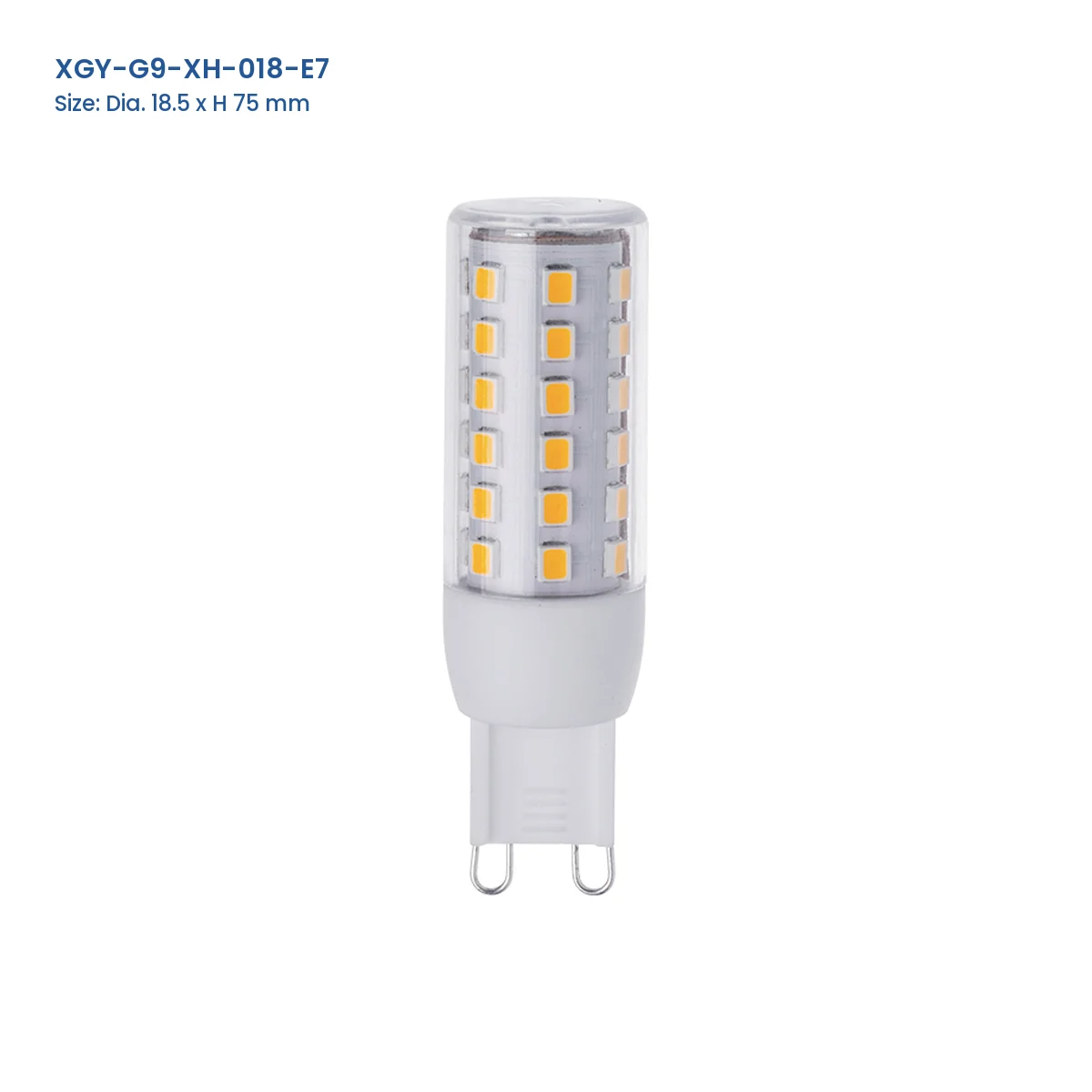 XGY-G9-XH-018-E7 G9 LED capsule bulb, Dia. 18.5 × H 75 mm