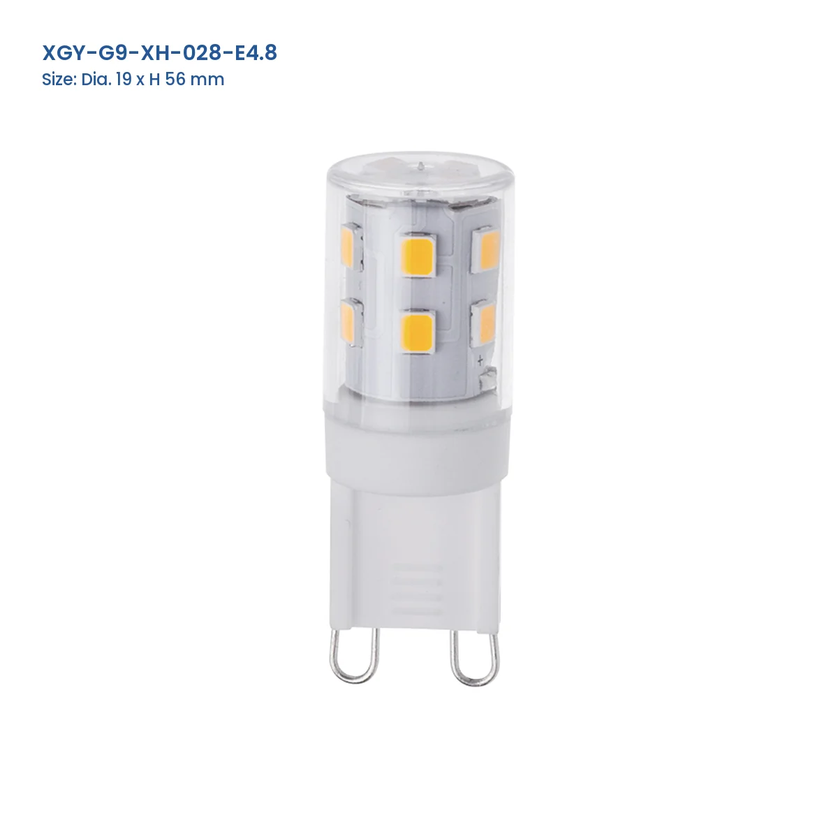 XGY-G9-XH-028-E4.8 G9 LED capsule bulb, Dia. 19 × H 56 mm