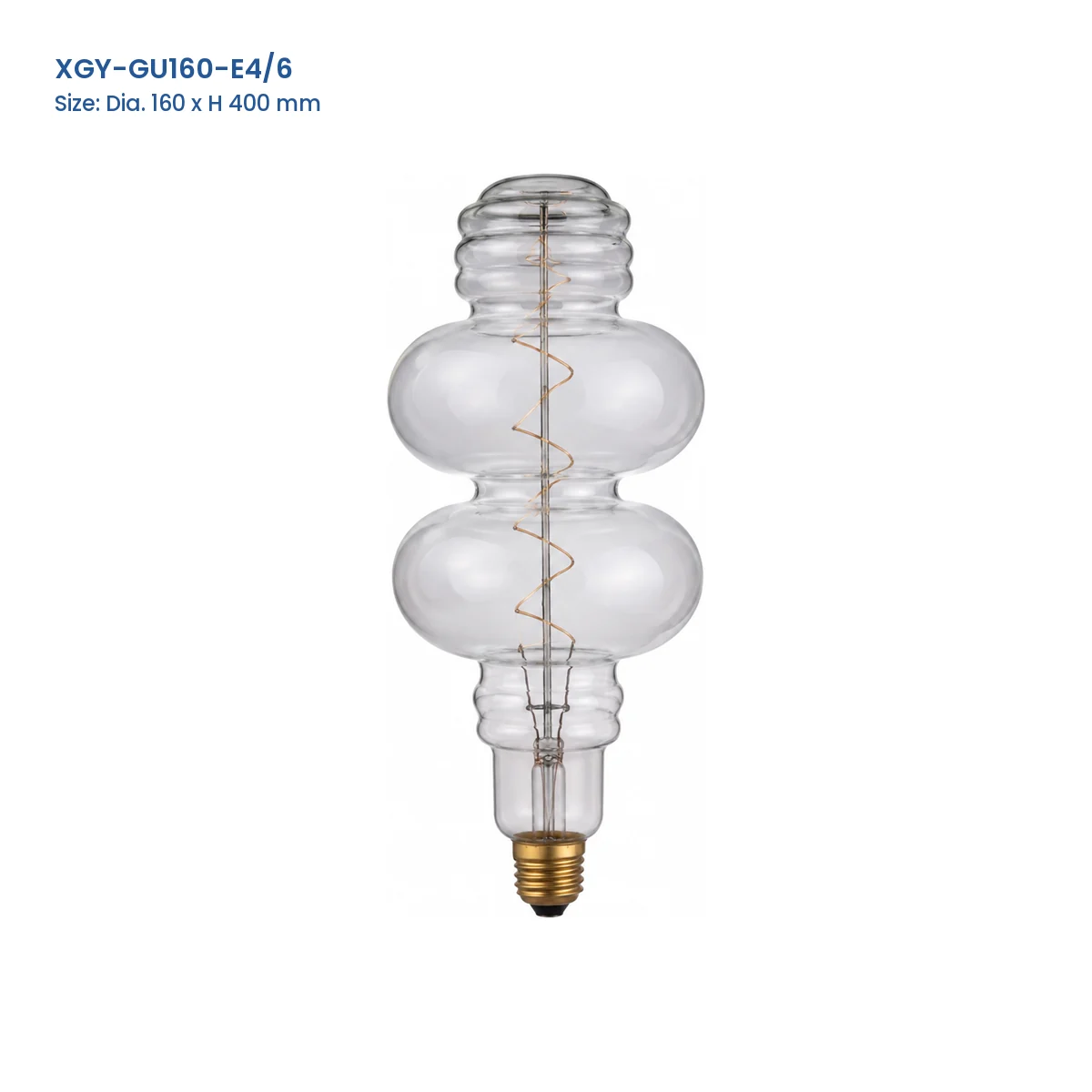 XGY-GU160-E4/6 huge LED filament bulb, Dia. 160 x H 400 mm
