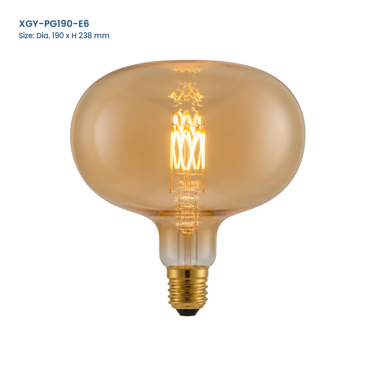 XGY-PG190-E6 huge LED filament bulb, Dia. 190 x H 238 mm