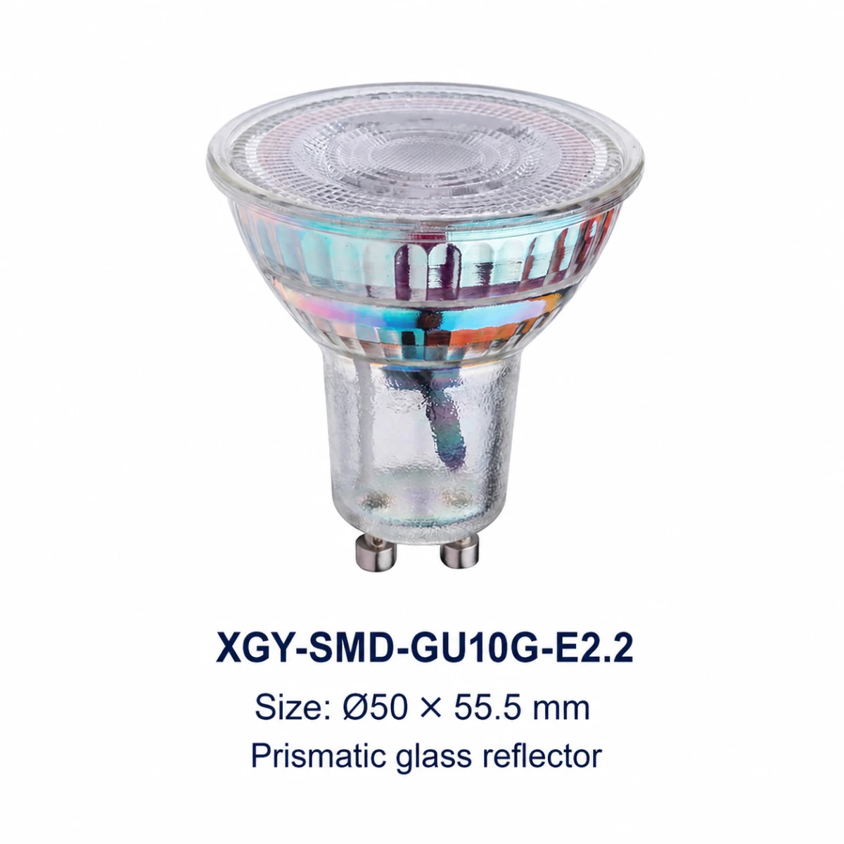 XGY-SMD-GU10G-E2.2 glass GU10 LED spotlight, size Ø50 × 55.5 mm