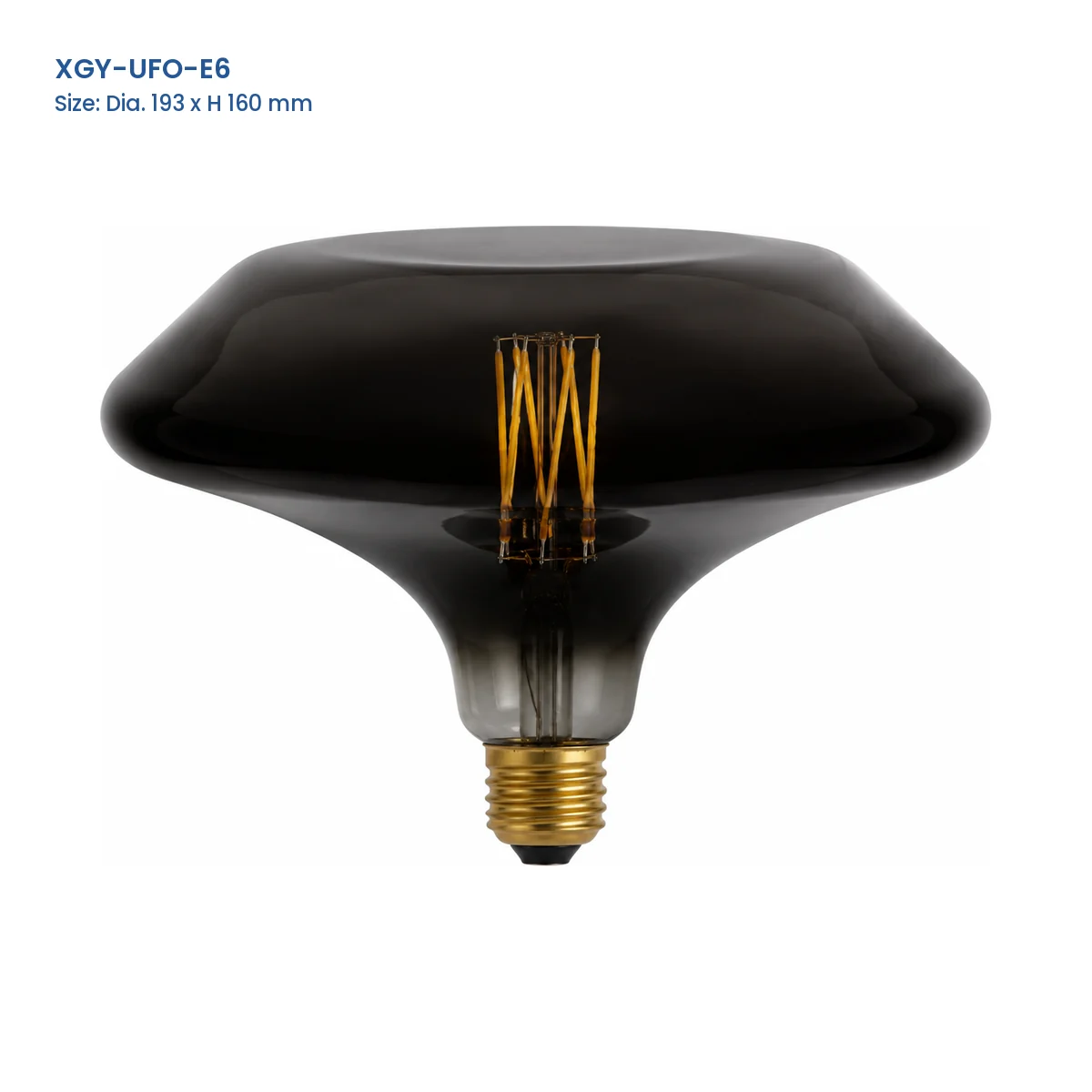 XGY-UFO-E6 huge LED filament bulb, Dia. 193 x H 160 mm