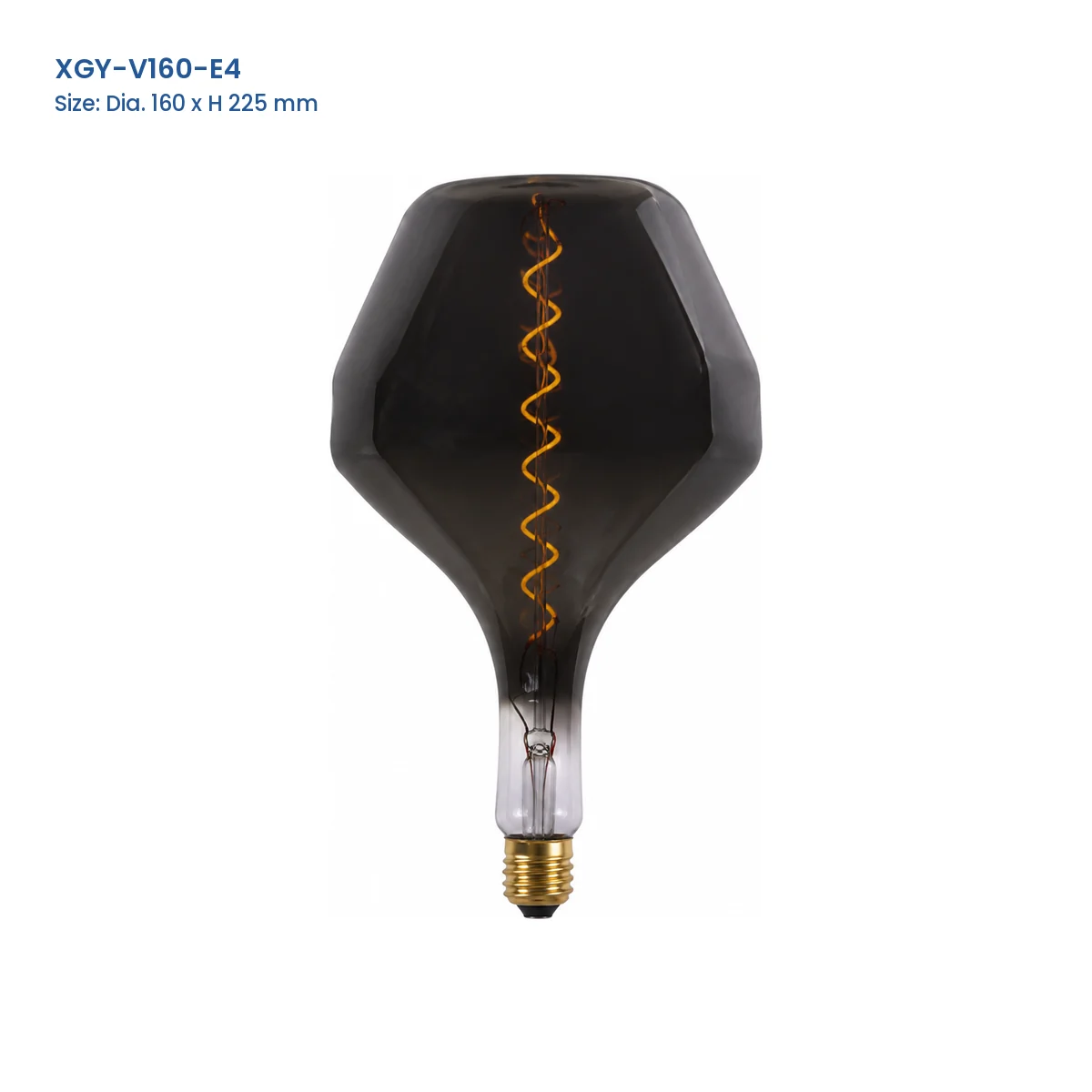 XGY-V160-E4 huge LED filament bulb, Dia. 160 x H 225 mm