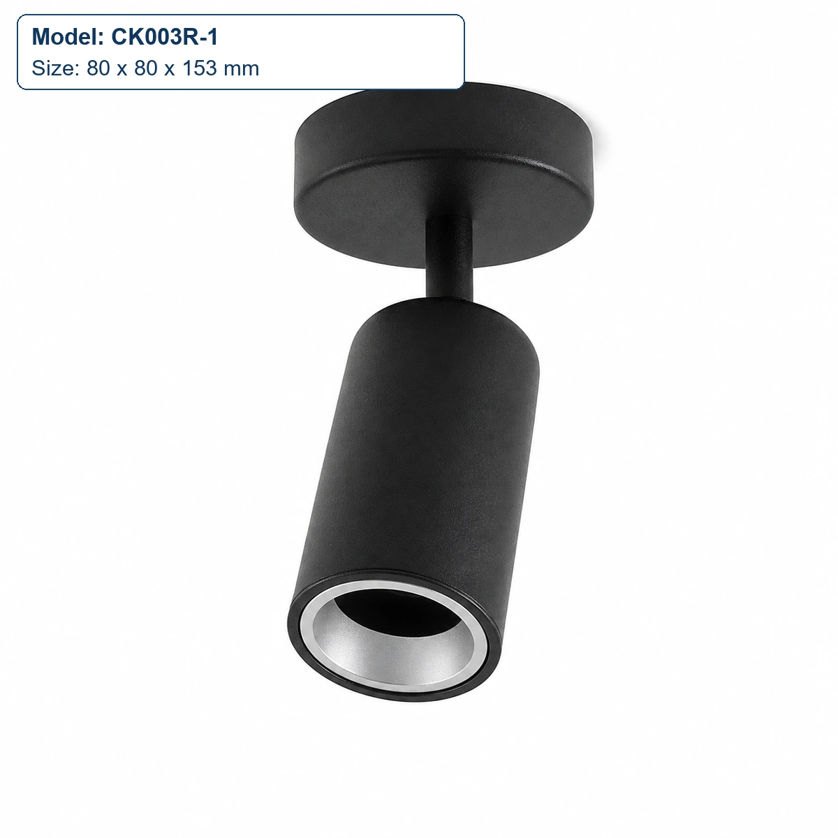CK003R-1 round-base cylindrical single head, 80 x 80 x 153 mm
