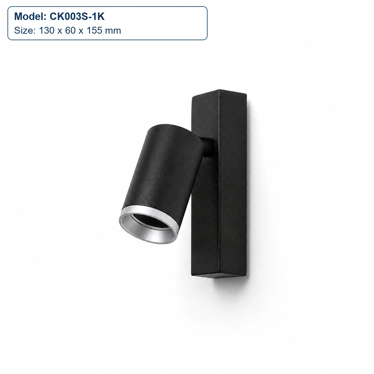 CK003S-1K compact rectangular-base single head, 130 x 60 x 155 mm