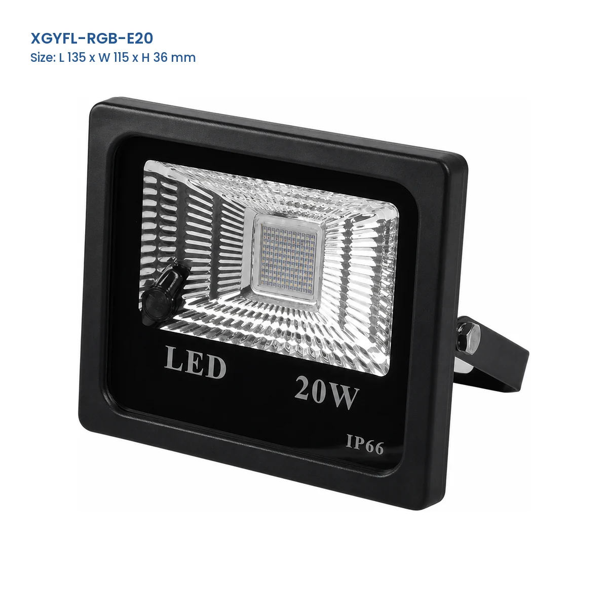 XGYFL-RGB-E20 RGB LED flood light, L 135 x W 115 x H 36 mm