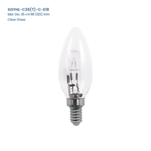 XGYHL-C35(T)-C-E18 C35(T) clear glass halogen bulb, Dia. 35 x H 98 (125) mm