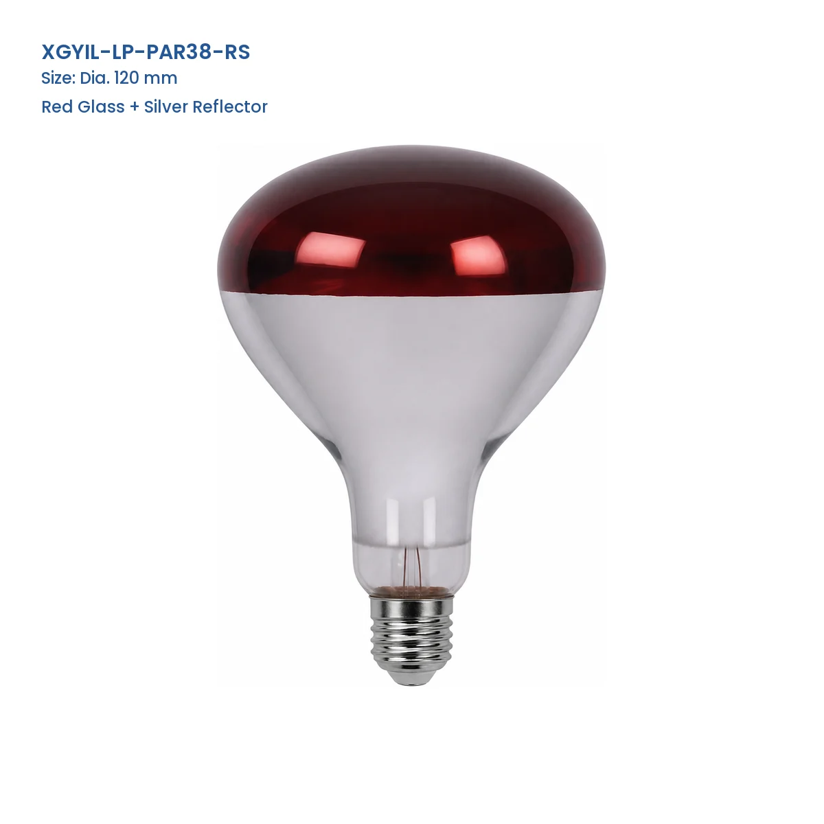 XGYIL-LP-PAR38-RS PAR38 incandescent reflector lamp, Dia. 120 mm, Red Glass + Silver Reflector