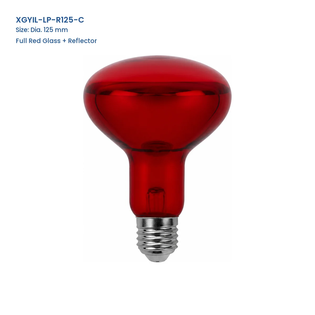 XGYIL-LP-R125-C R125 incandescent reflector lamp, Dia. 125 mm, Full Red Glass + Reflector