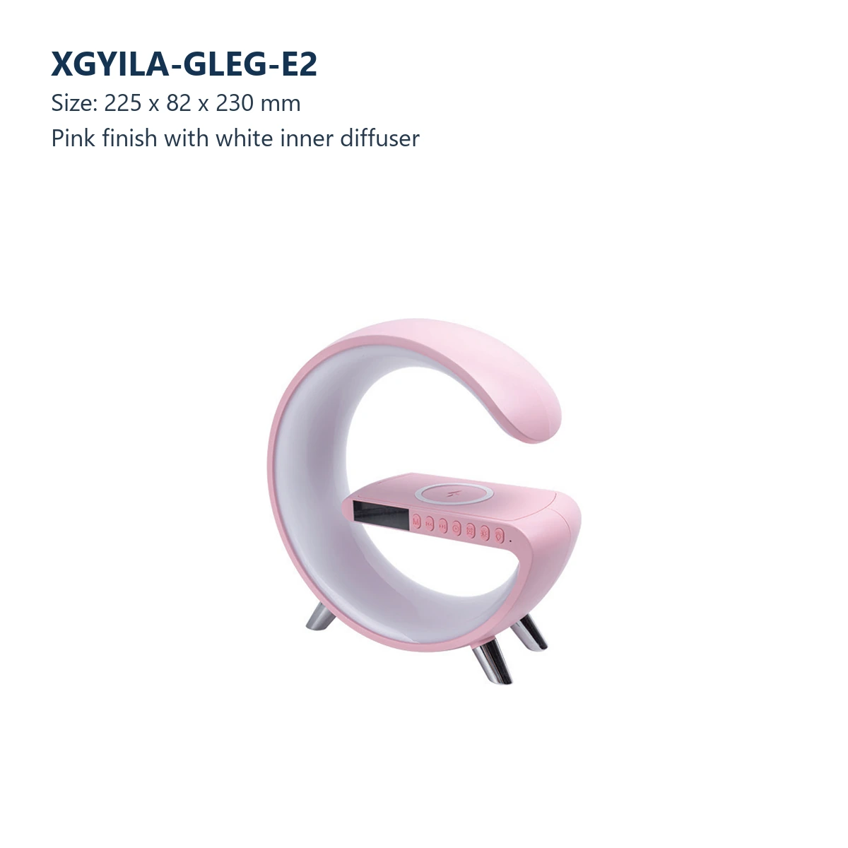 XGYILA-GLEG-E2 smart sunrise alarm lamp in pink, size 225 x 82 x 230 mm