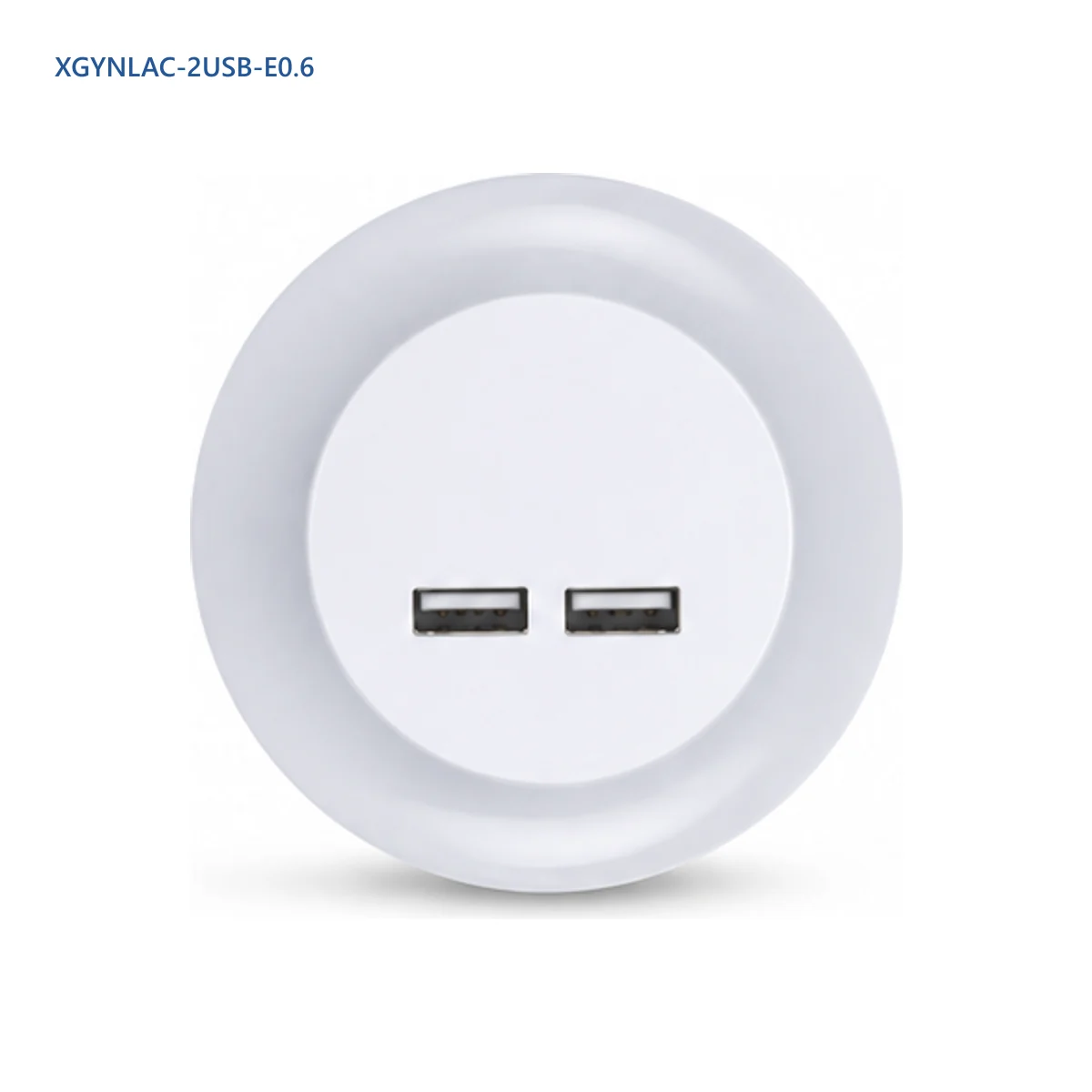 Round RGBW night light with two front USB-A ports