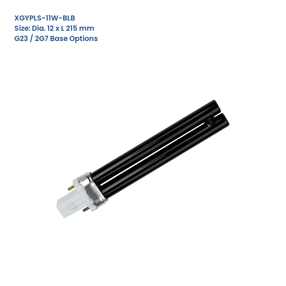 XGYPLS-11W-BLB PL-S UV-A BLB black-glass fluorescent lamp, 12 mm tube diameter, 215 mm overall length, G23 / 2G7 base