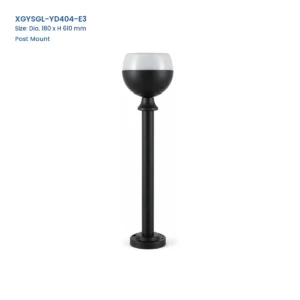 XGYSGL-YD404-E3 post-mount solar light, 180 mm diameter and 610 mm high