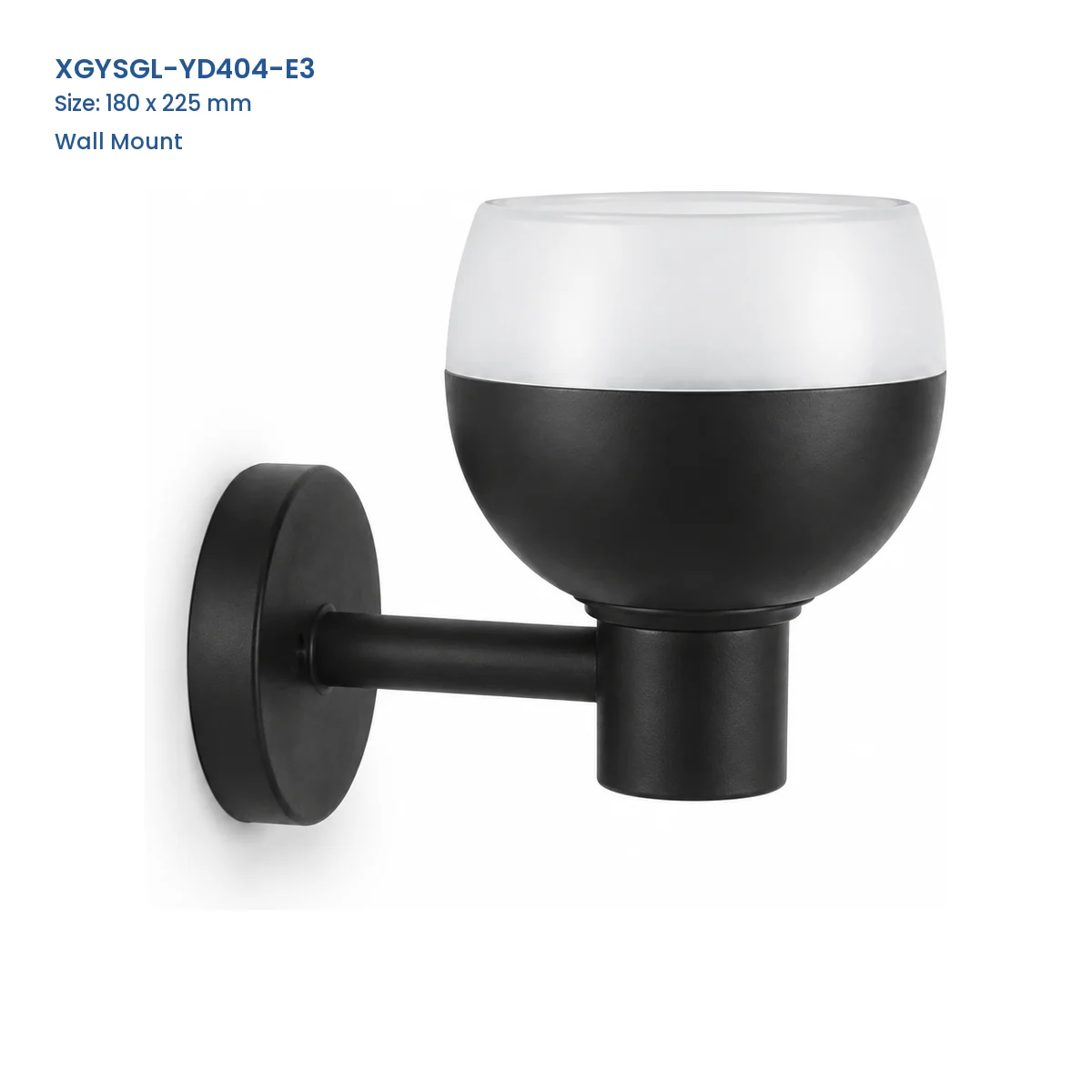 XGYSGL-YD404-E3 wall-mount solar light with 180 mm head and 225 mm projection