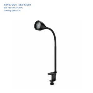 XGYSL-GCTL-E3.5-T3CCT black flexible gooseneck LED task spotlight with metal screw clamp