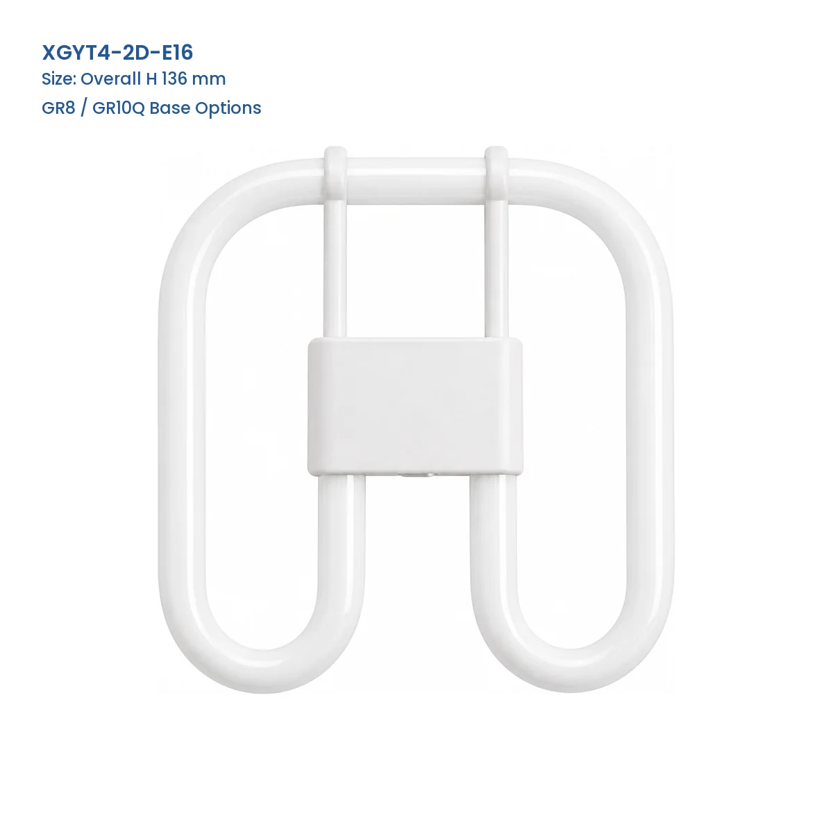 XGYT4-2D-E16 2D butterfly fluorescent lamp with GR8 or GR10Q base option and 136 mm overall height