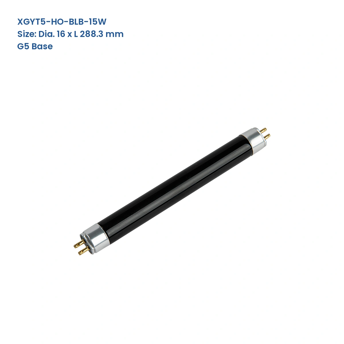 XGYT5-HO-BLB-15W T5 HO UV-A BLB black-glass fluorescent lamp, 16 mm tube diameter, 288.3 mm overall length, G5 base