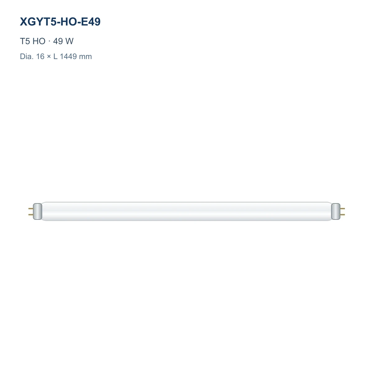 XGYT5-HO-E49 T5 HO fluorescent tube, 49 W, Dia. 16 × L 1449 mm