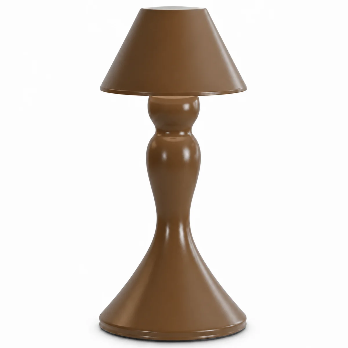brown compact sculpted cordless LED table lamp