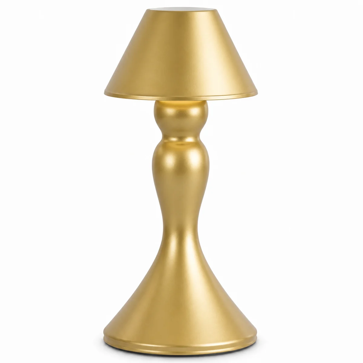 gold compact sculpted cordless LED table lamp finish view