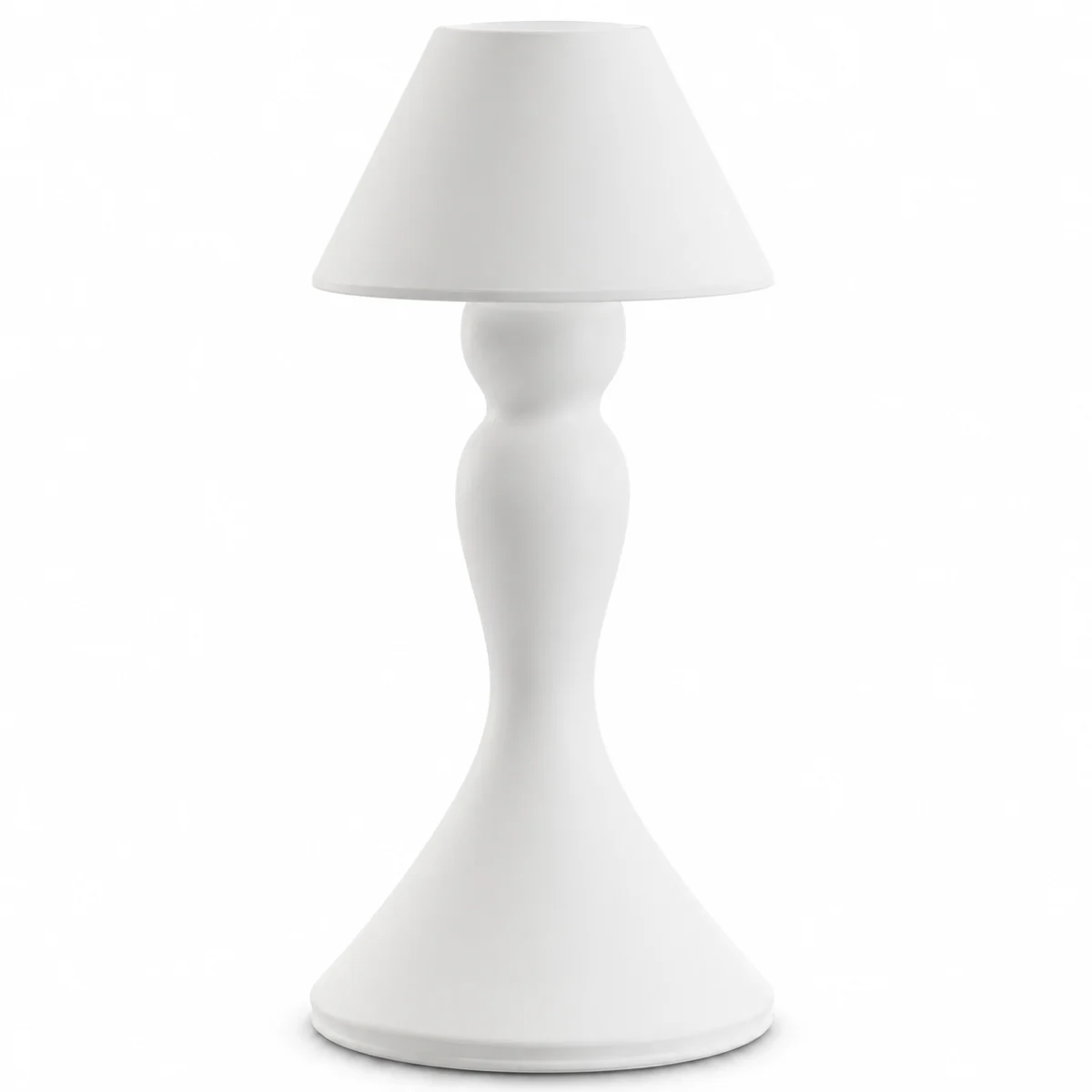 white compact sculpted cordless LED table lamp