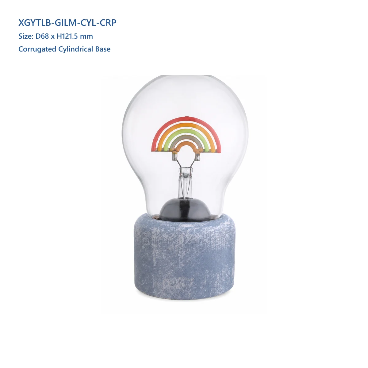 XGYTLB-GILM-CYL-CRP glass-integrated decorative table lamp with corrugated cylindrical lime base