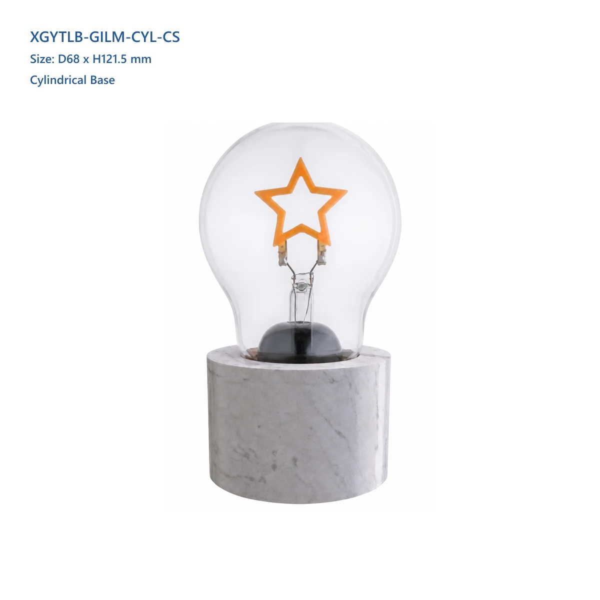 XGYTLB-GILM-CYL-CS glass-integrated decorative table lamp with cylindrical lime base