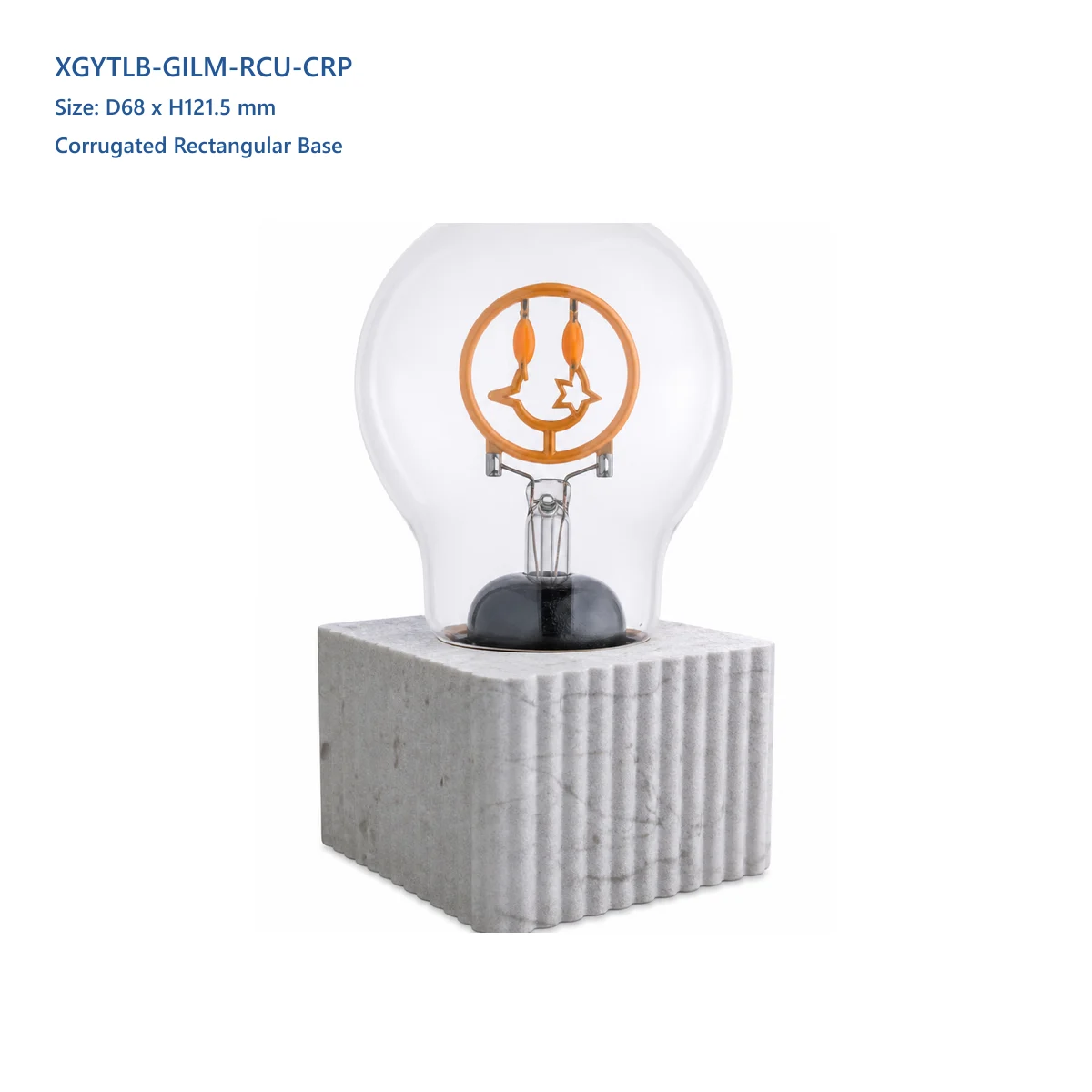 XGYTLB-GILM-RCU-CRP glass-integrated decorative table lamp with corrugated rectangular cuboid lime base