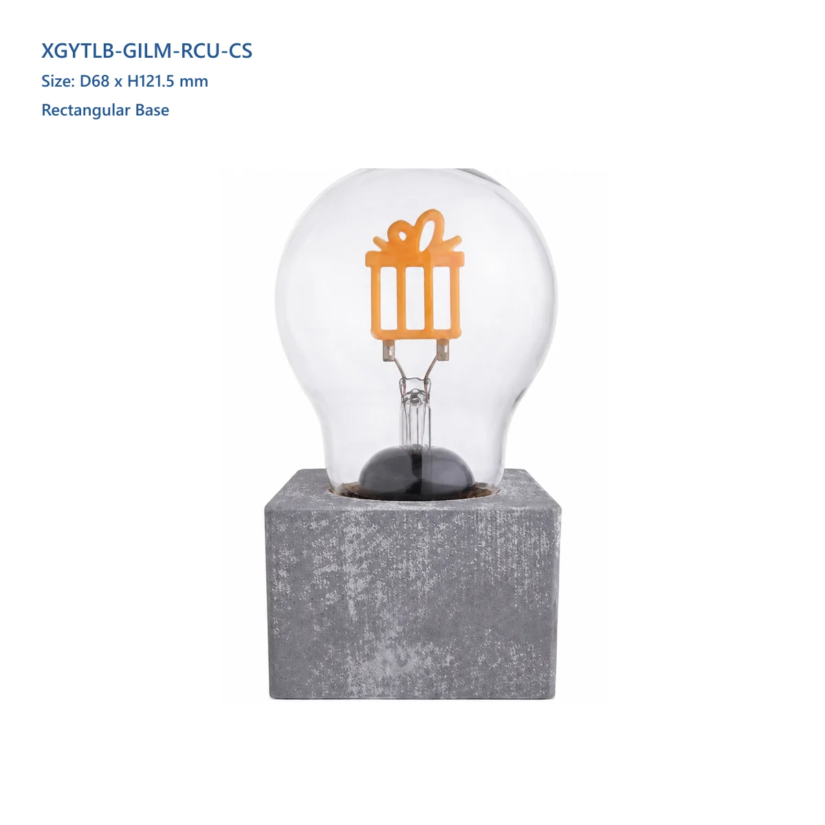 XGYTLB-GILM-RCU-CS glass-integrated decorative table lamp with rectangular cuboid lime base