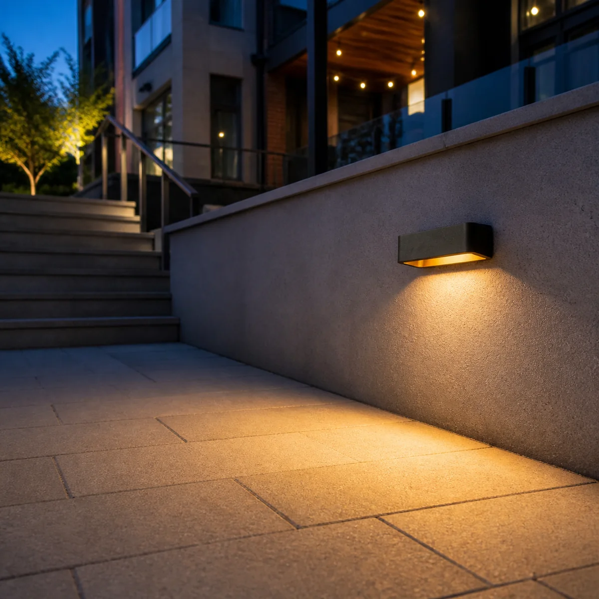 XGYW-1261 shielded 7 W LED wall light installed on a sheltered exterior wall