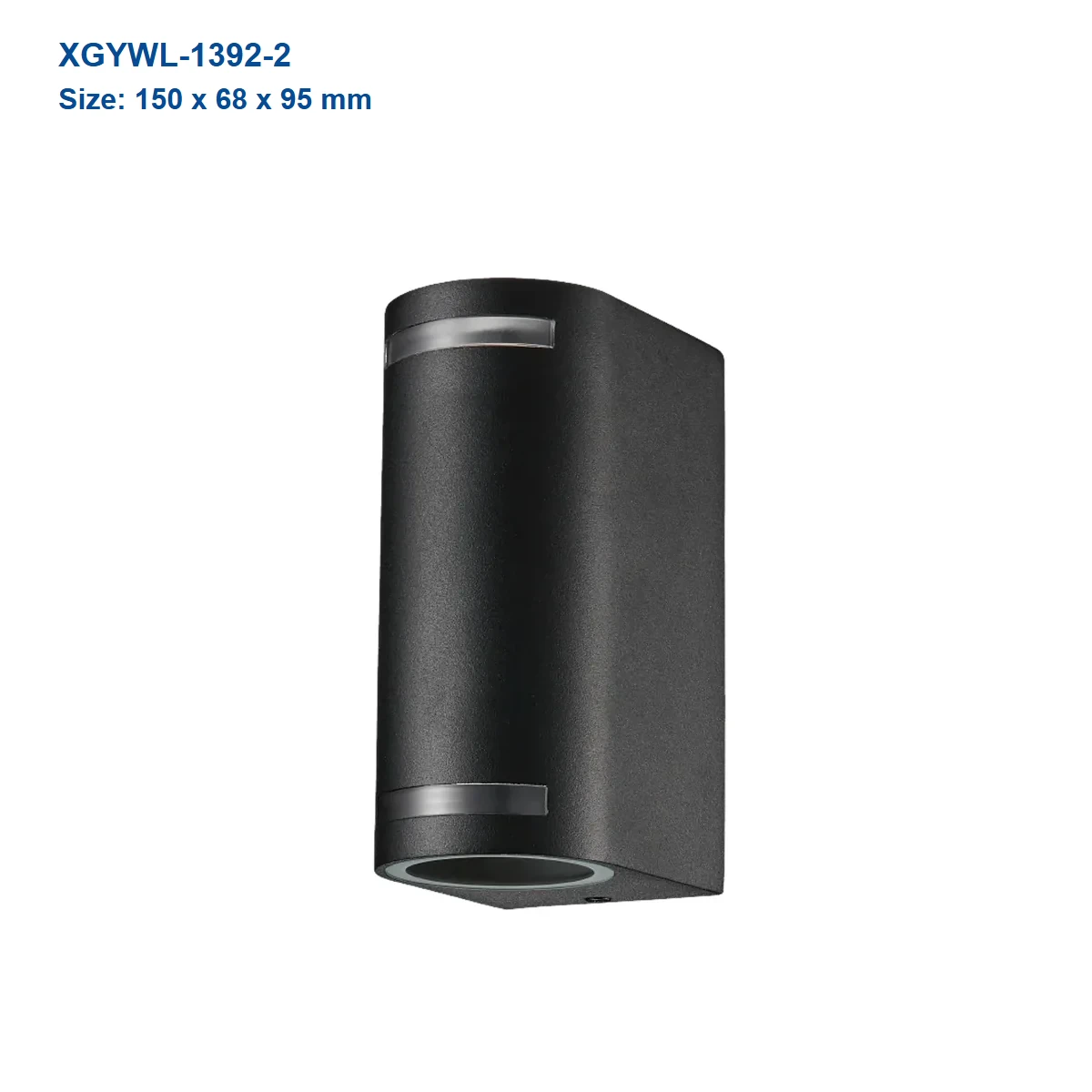 XGYWL-1392-2 compact GU10 wall light housing, 150 x 68 x 95 mm