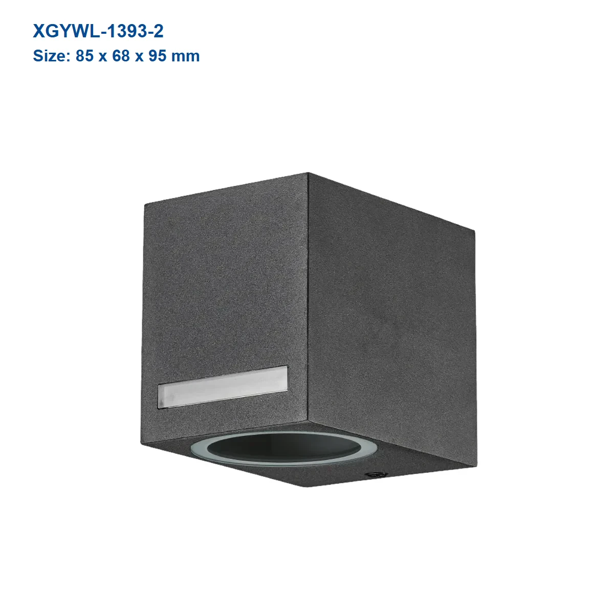 XGYWL-1393-2 compact GU10 wall light housing, 85 x 68 x 95 mm