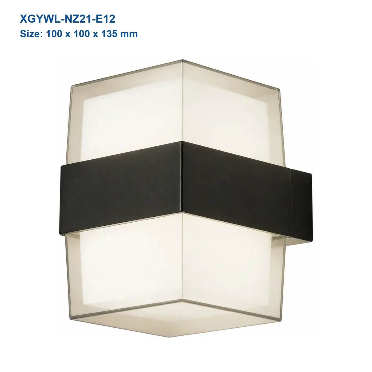 XGYWL-NZ21-E12 geometric diffuser LED wall light, 100 x 100 x 135 mm