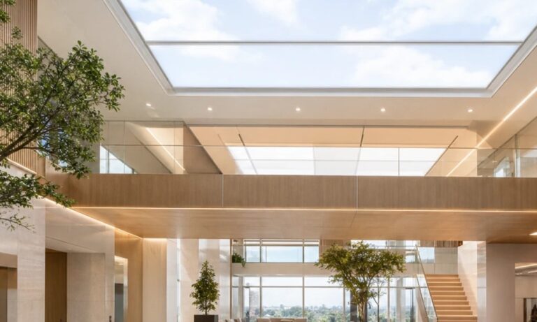 Daylight-inspired artificial skylight installation in a modern interior