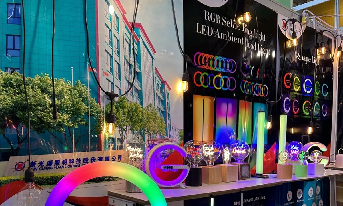 RGB ambient and ring lighting at the New Lights 2023 Autumn Canton Fair display