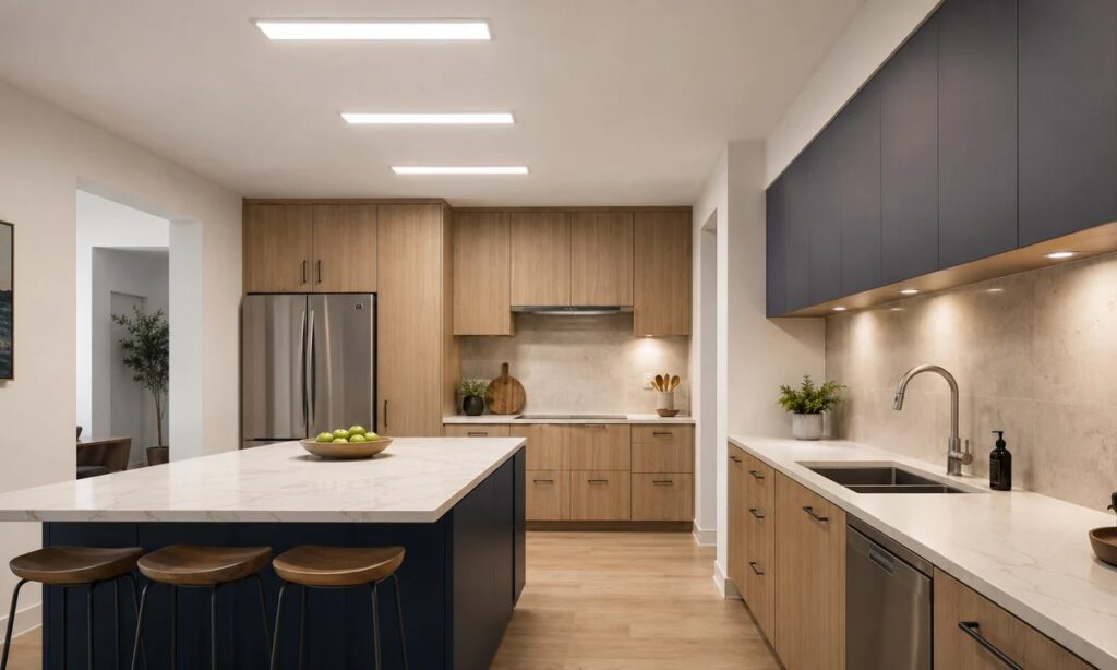 Kitchen LED panel lighting plan