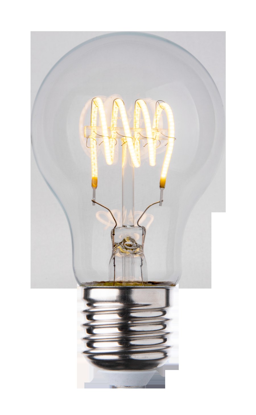 New Lights flexible-filament lamp showing a looped emitting structure inside a clear globe