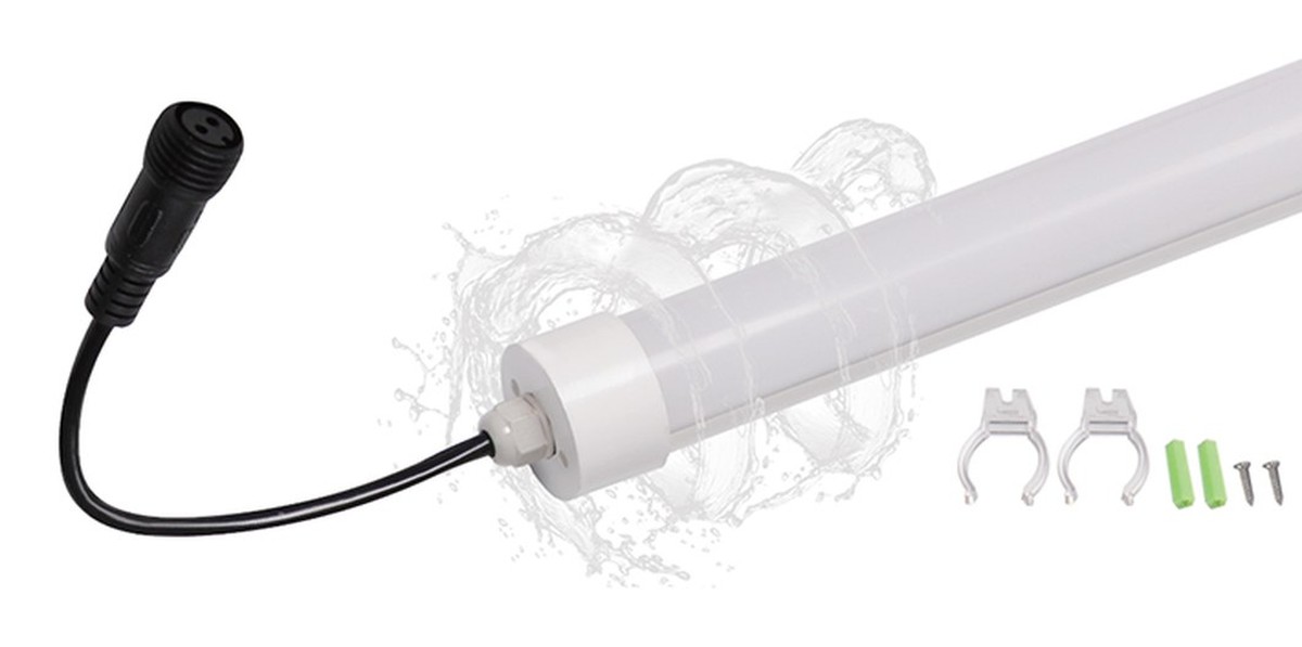 Close view of a New Lights T10 fishing boat LED tube connector and sealing interface