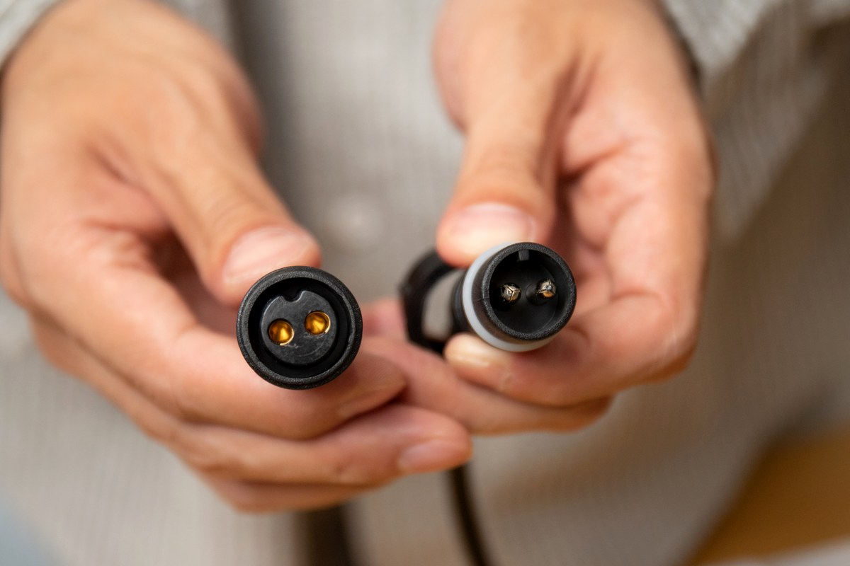 Close view of a sealed connector used with a linear tube assembly