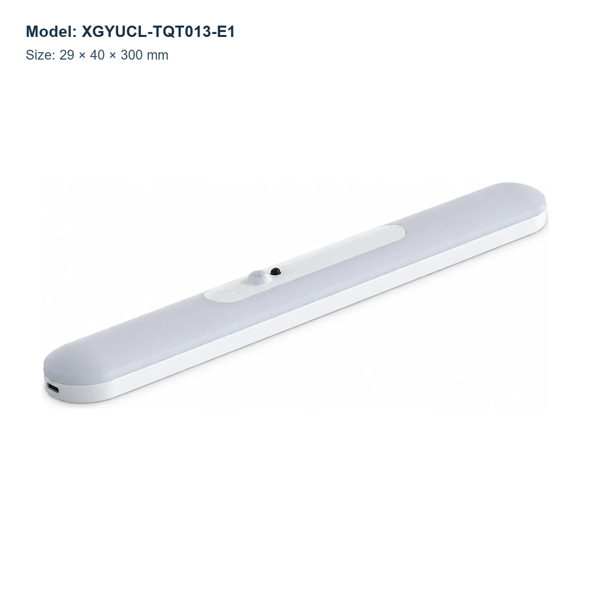 XGYUCL-TQT013-E1 rechargeable magnetic sensor light bar, 29 × 40 × 300 mm