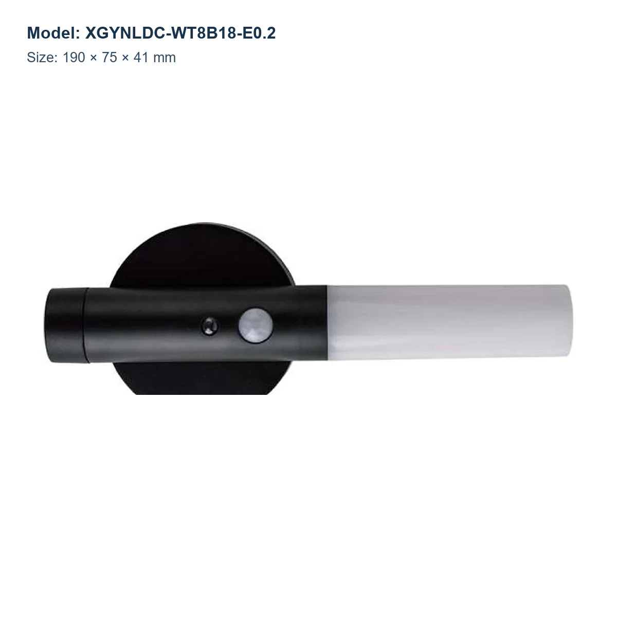XGYNLDC-WT8B18-E0.2 light and IR sensor wall night light, 190 × 75 × 41 mm