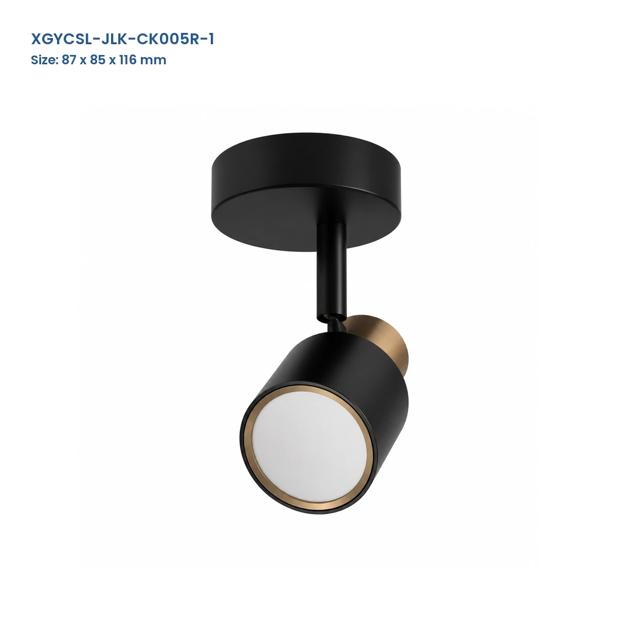 XGYCSL-JLK-CK005R-1 spotlight housing with Model and Size labels