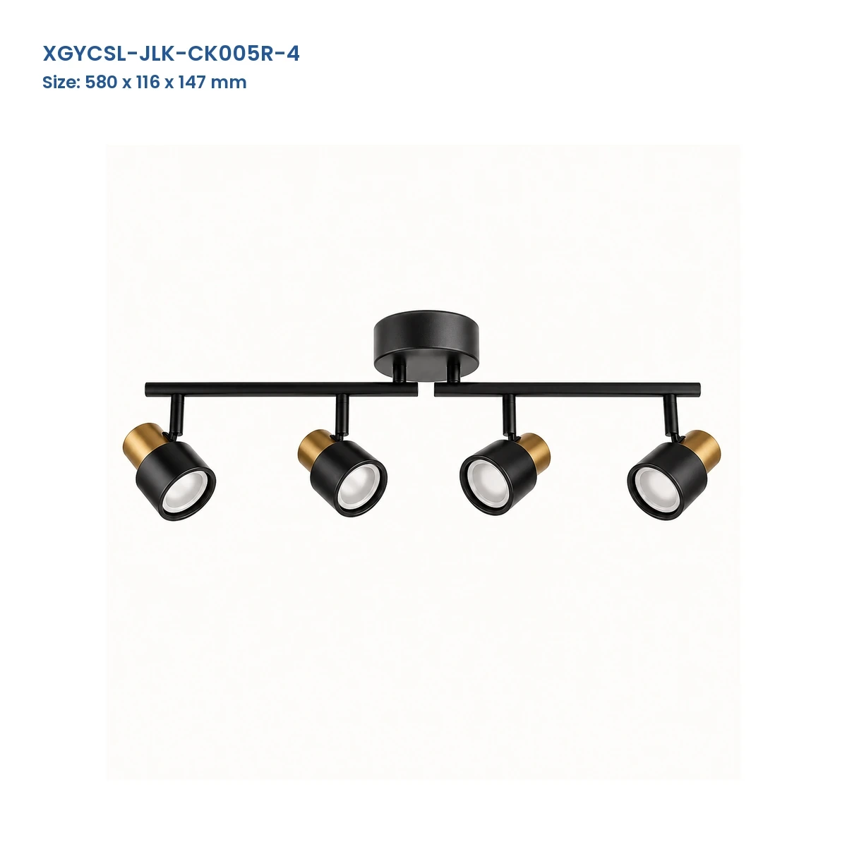 XGYCSL-JLK-CK005R-4 spotlight housing with Model and Size labels