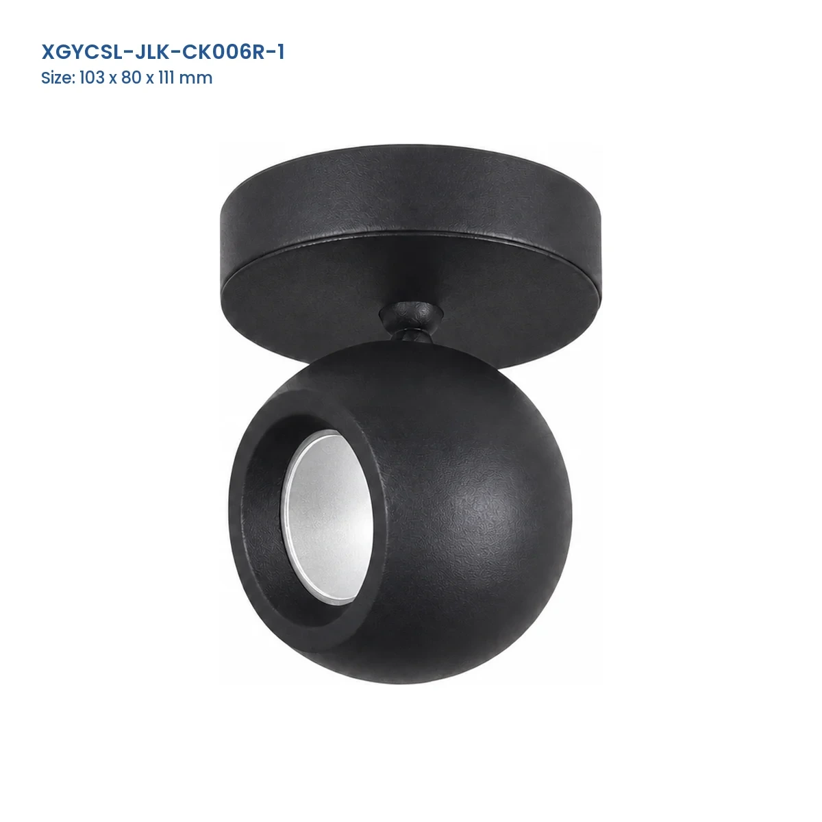 XGYCSL-JLK-CK006R-1 spotlight housing with Model and Size labels