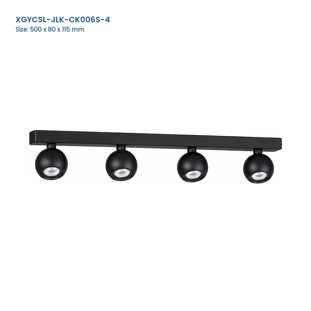 XGYCSL-JLK-CK006S-4 spotlight housing with Model and Size labels