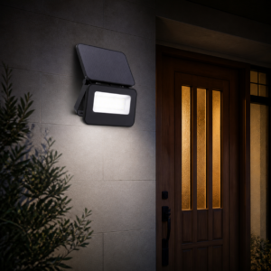 XGYFL-LC-XRSL03 solar flood light beside a residential entrance