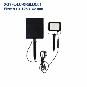 XGYFL-LC-XRSLDC01 solar landscape flood light with separate panel, 91 x 125 x 42 mm
